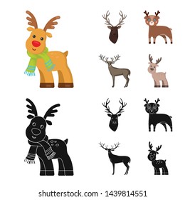 Vector illustration of elk and head logo. Set of elk and stag stock symbol for web.