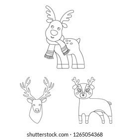 Vector illustration of elk and head symbol. Collection of elk and stag stock vector illustration.