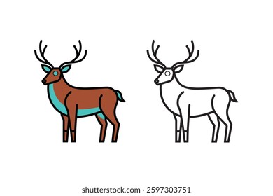 vector illustration of a elk line art