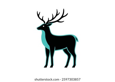 vector illustration of a elk line art