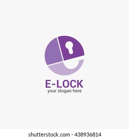 Vector illustration of e-lock logo design template. flat style design