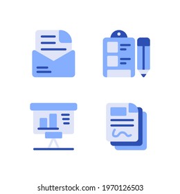 Vector illustration of email clipboard presentation document blue icon