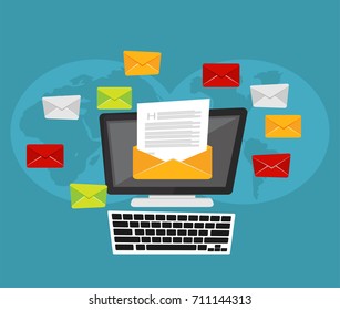 Vector illustration of Email. Email communication. Modern flat design for Web Banner , Website Element , or Web Template 
