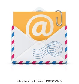 Vector illustration of E-mail concept with open blank airmail envelope