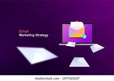 Vector illustration of email management campaign. Sending and receiving e-mail advertising concept