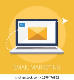 Vector illustration of email marketing & communication concept with "email marketing" digital advertising and media sign. Vector illustration of email marketing & communication concept with "email marketing" digital advertising and media sign.