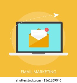 Vector illustration of email marketing & communication concept with "email marketing" digital advertising and media sign.