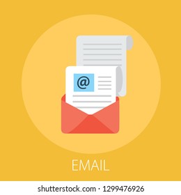 Vector illustration of email marketing & message concept with "email" send message and message notification sign.