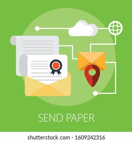 Vector illustration of email marketing and message concept with "email" send message and message notification sign.
