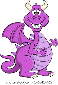 vector illustration of a embarrassed grinning cartoon dragon