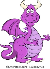 vector illustration of a embarrassed grinning cartoon dragon