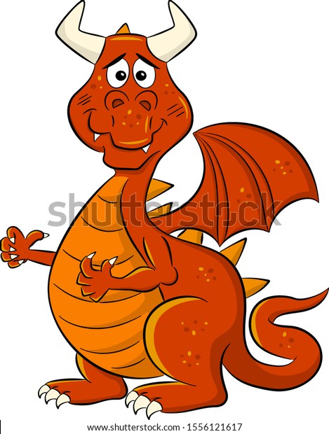 Vector Illustration Embarrassed Grinning Cartoon Dragon Stock Vector ...