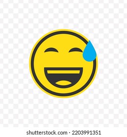 Vector Illustration Of Embarrassed Laugh Emoticons. Colored Icons For Website Design .Simple Design On Transparent Background (PNG).