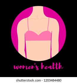 vector illustration. emblem. against breast cancer. silhouette of a woman in a bra