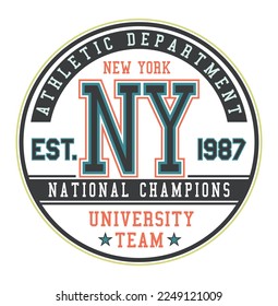 Vector illustration of emblem alluding to New York in college style.

