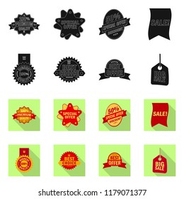 Vector illustration of emblem and badge icon. Set of emblem and sticker stock vector illustration.