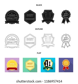 Vector illustration of emblem and badge icon. Collection of emblem and sticker stock symbol for web.