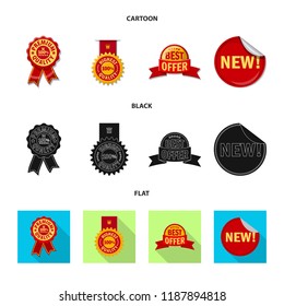 Vector illustration of emblem and badge icon. Collection of emblem and sticker stock symbol for web.