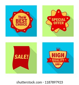 Vector illustration of emblem and badge icon. Collection of emblem and sticker vector icon for stock.