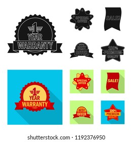 Vector illustration of emblem and badge icon. Set of emblem and sticker vector icon for stock.