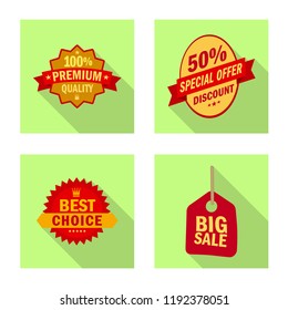 Vector illustration of emblem and badge icon. Collection of emblem and sticker vector icon for stock.