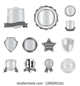 Vector illustration of emblem and badge icon. Collection of emblem and sticker stock symbol for web.
