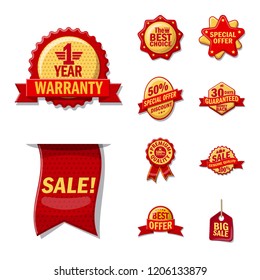 Vector illustration of emblem and badge icon. Set of emblem and sticker stock vector illustration.