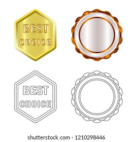 Vector illustration of emblem and badge icon. Collection of emblem and sticker vector icon for stock.