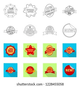 Vector illustration of emblem and badge icon. Collection of emblem and sticker stock symbol for web.