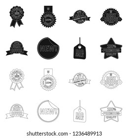 Vector illustration of emblem and badge icon. Collection of emblem and sticker vector icon for stock.