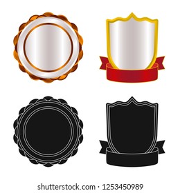Vector illustration of emblem and badge icon. Collection of emblem and sticker stock symbol for web.