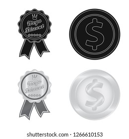 Vector illustration of emblem and badge icon. Set of emblem and sticker stock symbol for web.