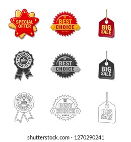 Vector illustration of emblem and badge icon. Collection of emblem and sticker stock vector illustration.