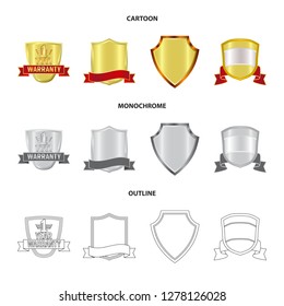 Vector illustration of emblem and badge icon. Set of emblem and sticker stock vector illustration.