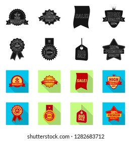 Vector illustration of emblem and badge icon. Set of emblem and sticker vector icon for stock.