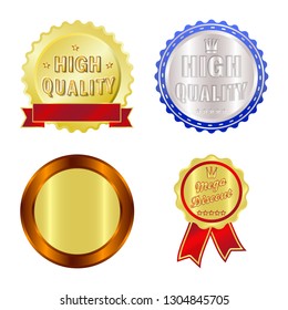 Vector illustration of emblem and badge icon. Set of emblem and sticker stock symbol for web.