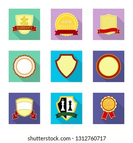 Vector illustration of emblem and badge icon. Collection of emblem and sticker vector icon for stock.