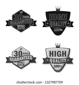 Vector illustration of emblem and badge icon. Set of emblem and sticker stock symbol for web.