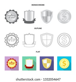 Vector illustration of emblem and badge icon. Collection of emblem and sticker stock vector illustration.