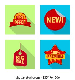 Vector illustration of emblem and badge icon. Collection of emblem and sticker vector icon for stock.