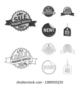 Vector illustration of emblem and badge icon. Set of emblem and sticker stock symbol for web.