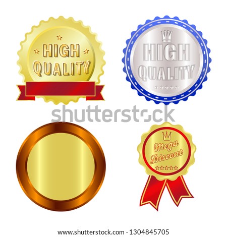 Vector illustration of emblem and badge icon. Set of emblem and sticker stock symbol for web.