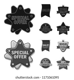 Vector illustration of emblem and badge logo. Set of emblem and sticker vector icon for stock.