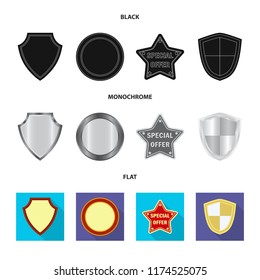 Vector illustration of emblem and badge logo. Set of emblem and sticker stock vector illustration.