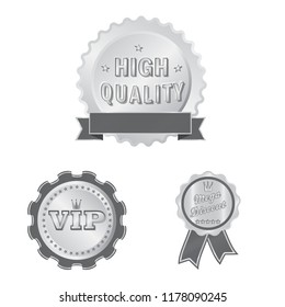 Vector illustration of emblem and badge logo. Collection of emblem and sticker stock symbol for web.