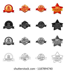 Vector illustration of emblem and badge logo. Collection of emblem and sticker stock vector illustration.