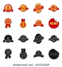 Vector illustration of emblem and badge logo. Collection of emblem and sticker vector icon for stock.
