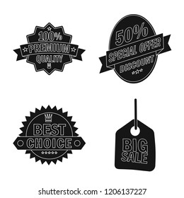 Vector illustration of emblem and badge logo. Collection of emblem and sticker vector icon for stock.