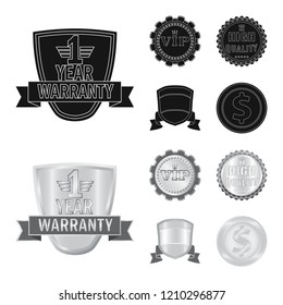 Vector illustration of emblem and badge logo. Collection of emblem and sticker stock vector illustration.