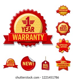 Vector illustration of emblem and badge logo. Set of emblem and sticker vector icon for stock.
